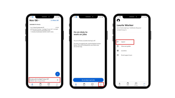 Go off duty and Log Out